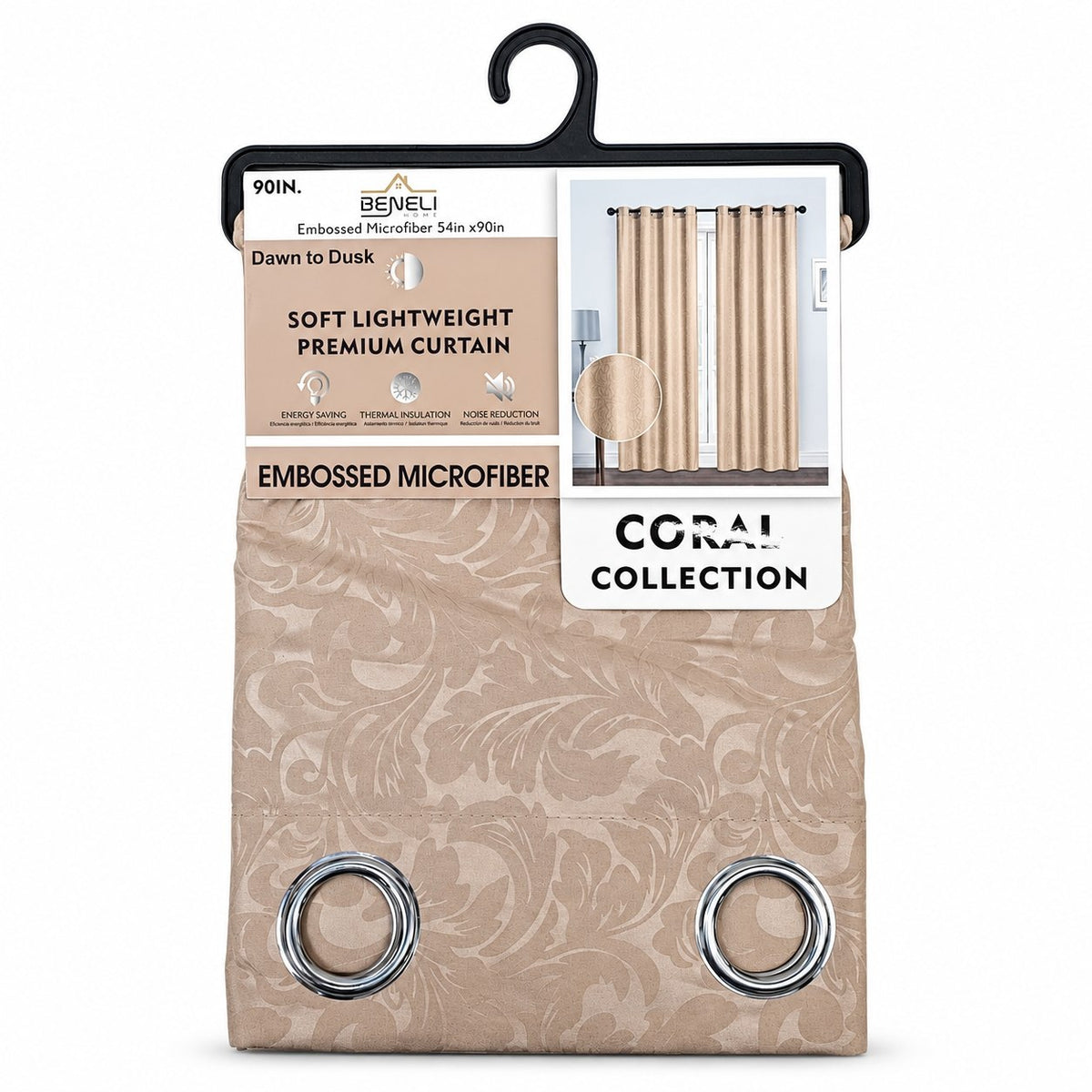 CORTINA PREMIUM DE MICROFIBRA CON RELIEVE BENELI HOME 137X229CM