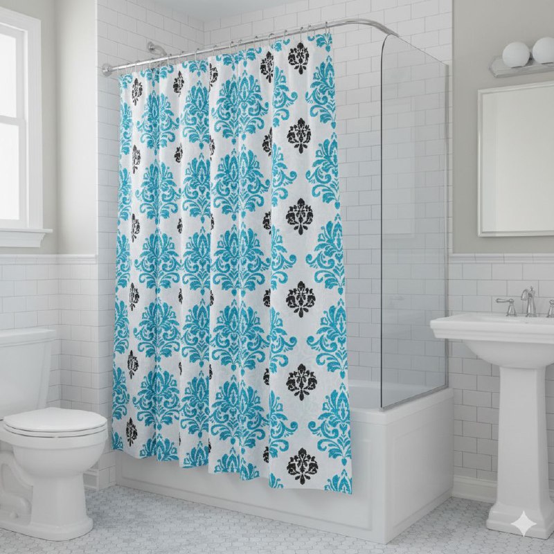 CORTINA DE DUCHA ELEGANTE DE 12 GANCHOS BENELI HOME 180X180CM