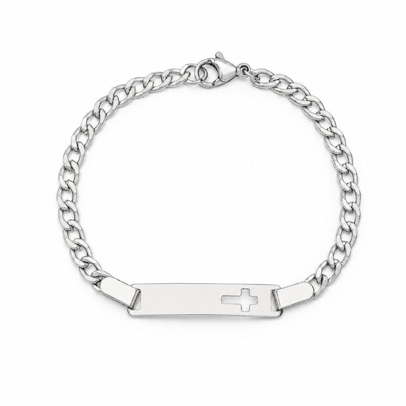 PULSERA DE ENCHAPE PARA NIÑA CON DISEÑO DE CRUZ 4CM