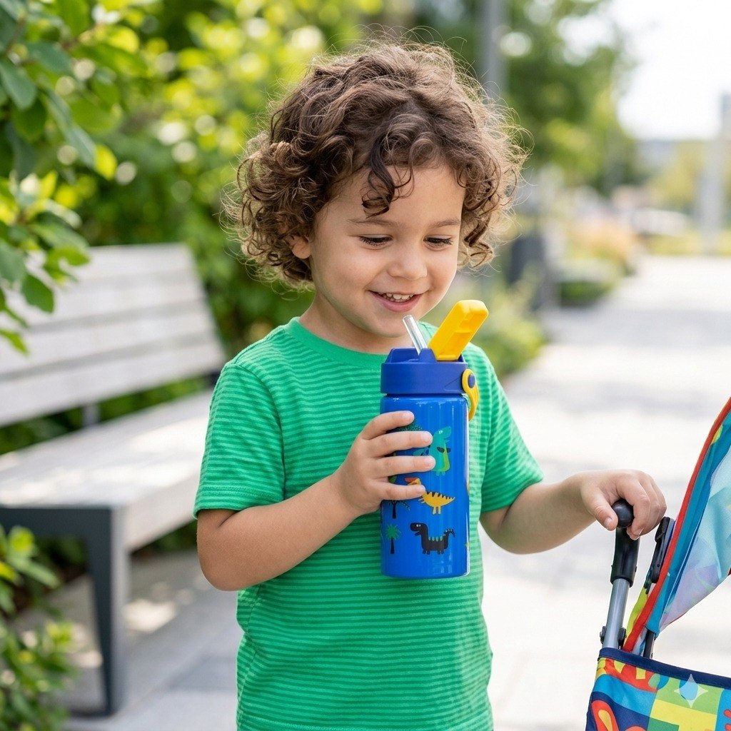 TERMO INFANTIL DE ACERO INOXIDABLE CON PAJILLA INCLUIDA