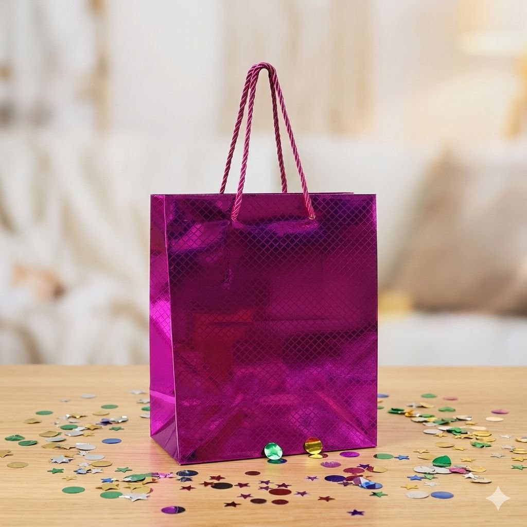 BOLSA DE REGALO PEQUEÑA REFLECTIVA 23X18X10CM