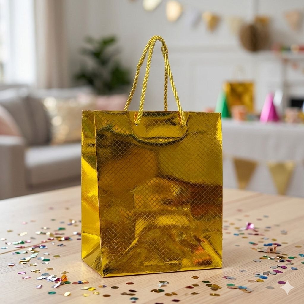 BOLSA DE REGALO PEQUEÑA REFLECTIVA 23X18X10CM