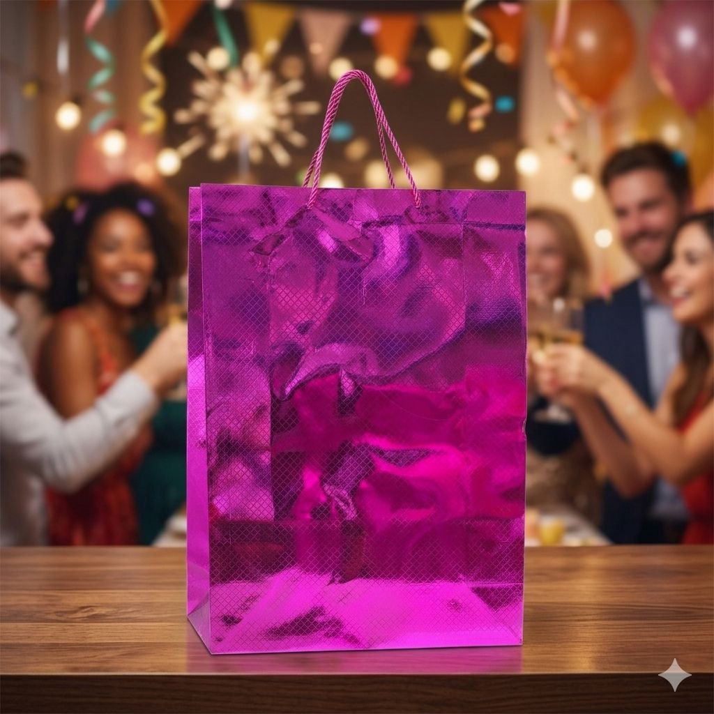 BOLSA DE REGALO EXTRA GRANDE CON ACABADO METALICO 30X42X12CM