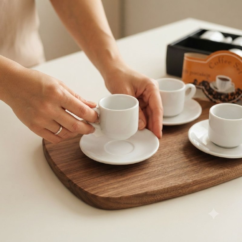 SET DE TAZAS CON PLATOS DE PORCELANA BLANCA PARA TE O CAFE DE 12PCS