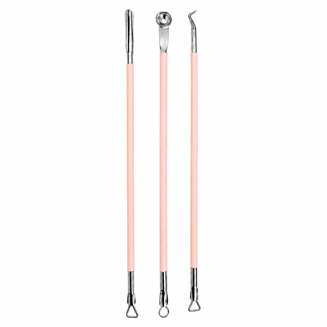 SET DE 3 HERRAMIENTA PARA EXTRAER PUNTOS NEGROS, ACNÉ Y ESPINILLAS DISPONIBLES 2 COLORES NEVADA 12CM