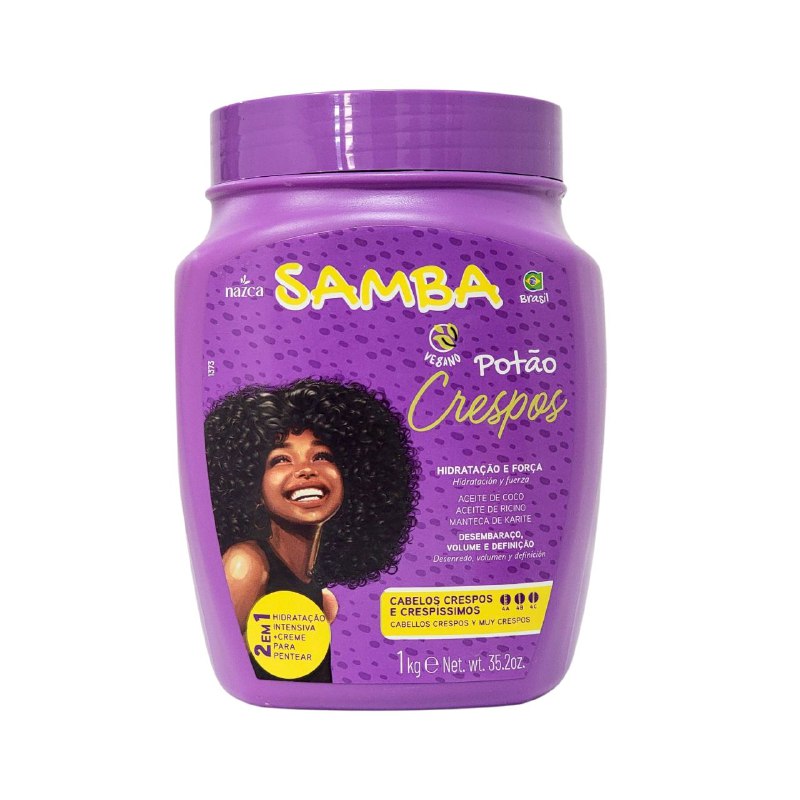 CREMA PARA PEINAR 2 EN 1 DE ACEITE DE COCO RICINO Y MANTECA DE KARITE NAZCA SAMBA 1KG