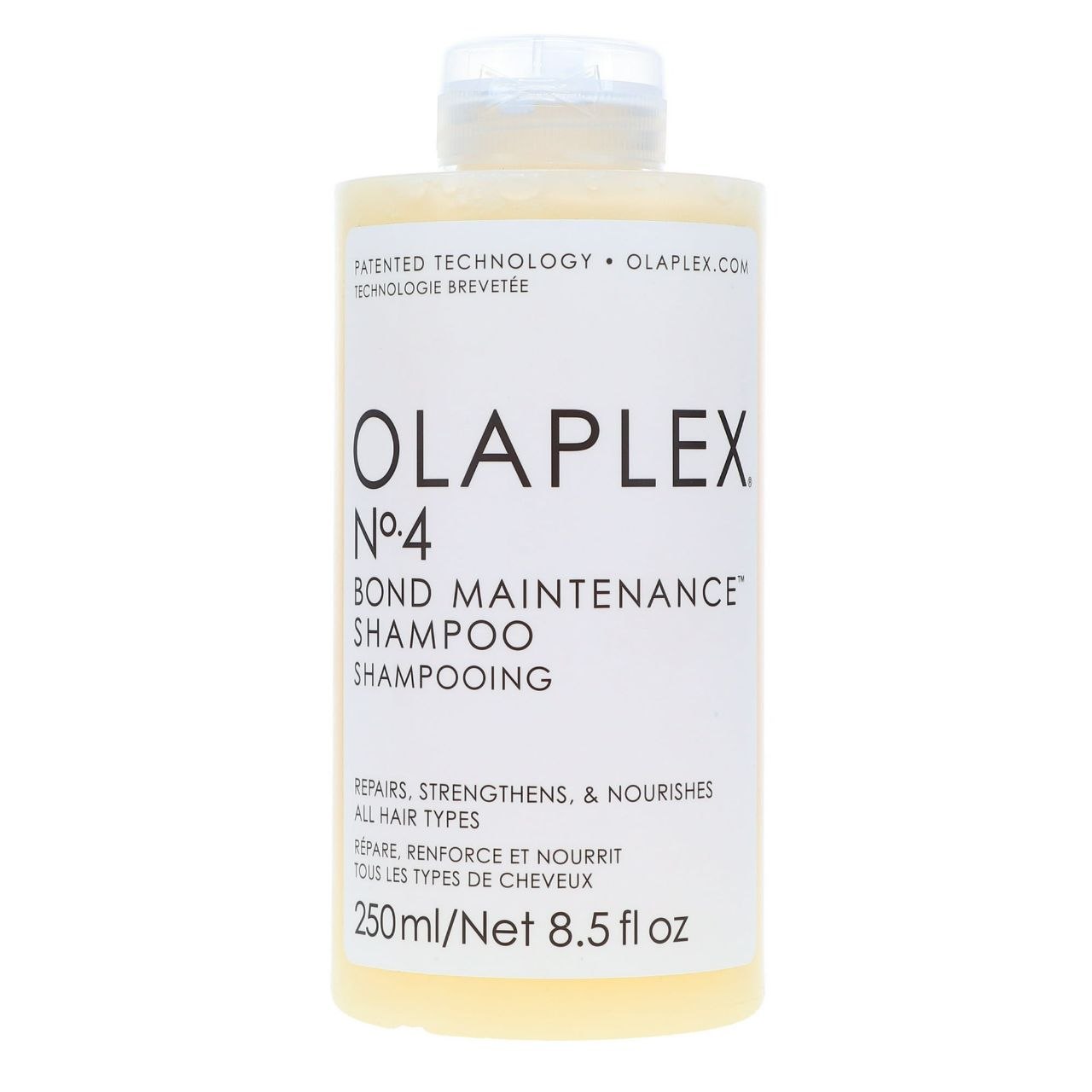 SHAMPOO REPARADOR DE ALTA GAMA CON BIS-AMINOPROPIL DIGLICOL DIMALEATO N°4 OLAPLEX 250ML