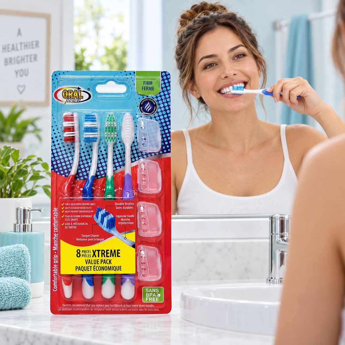 SET DE 4 CEPILLOS DENTALES CON PROTECTORES ORAL FUSION XTREME 19CM