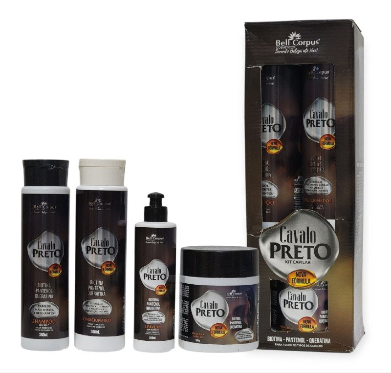 SET DE CUIDADO DEL CABELLO CON BIOTINA, PANTENOL Y QUERATINA BELL CORPUS COSMETICS CABALLO NEGRO