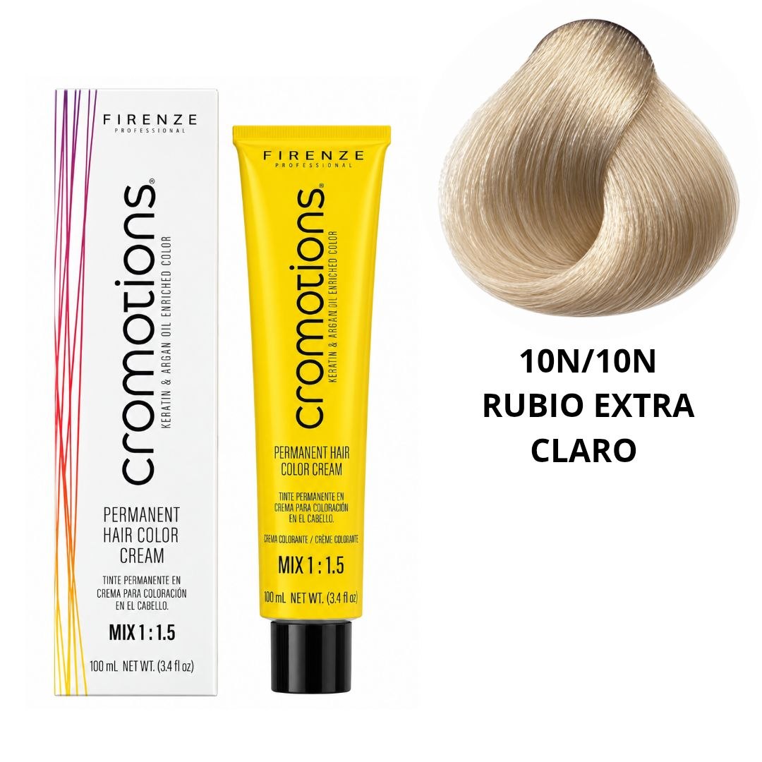 TINTE PERMANENTE EN CREMA CROMOTIONS 10N/10N RUBIO EXTRACLARO FIRENZE PROFESSIONAL 100ML