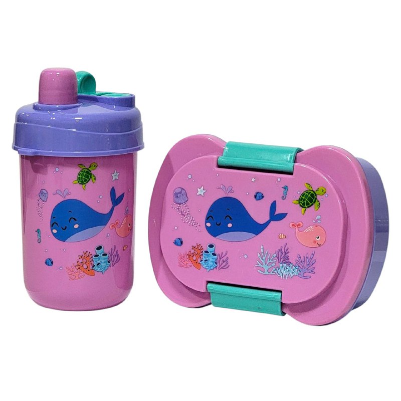 LONCHERA EN KIT CON SEPARADOR, CUBIERTO Y BOTE 3 COLORES Y DISEÑOS