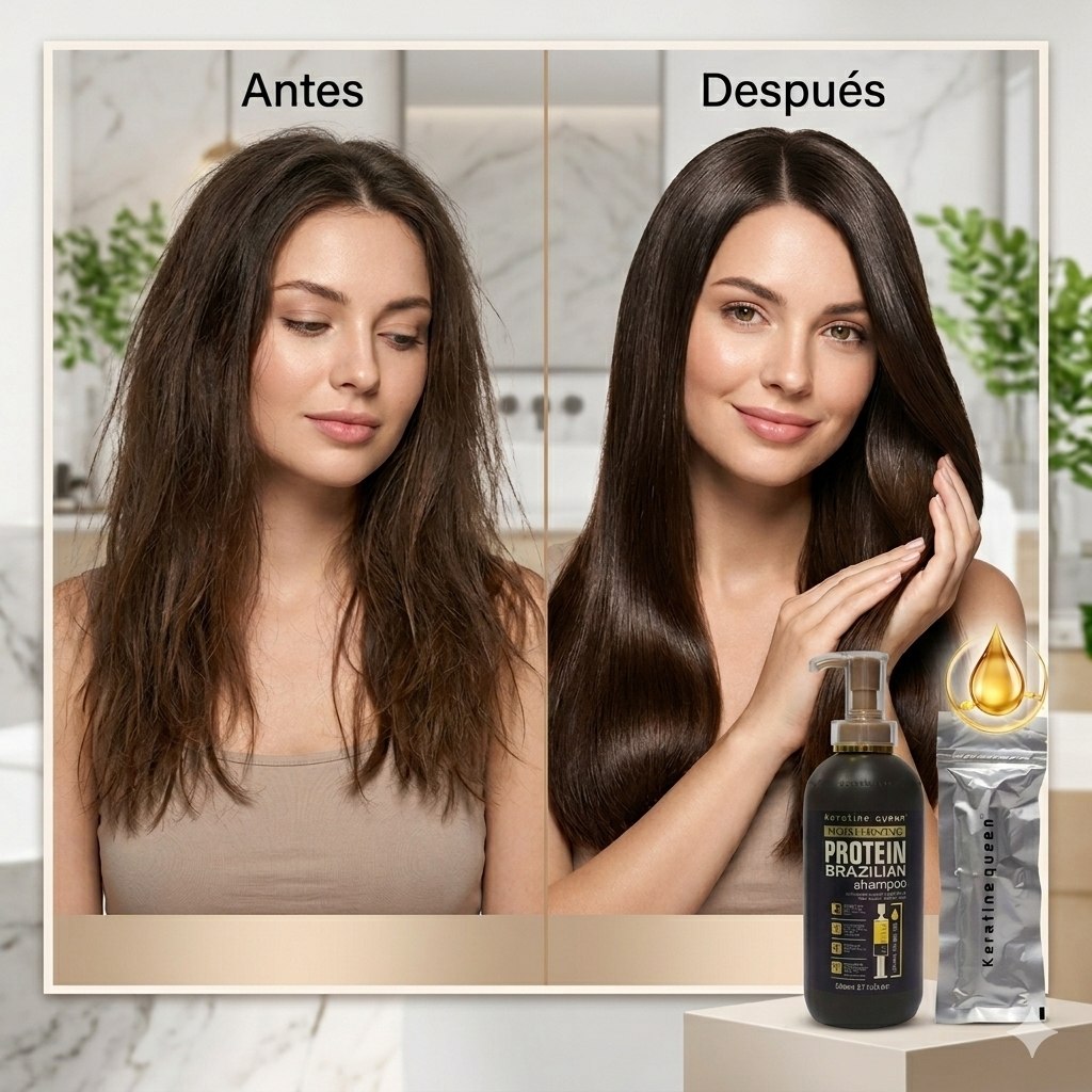SHAMPOO DE PROTEINA BRASILEÑA CON RIQUEZA EN PROTEINAS Y ACEITE DE ARGAN KERATINE QUEEN 800ML