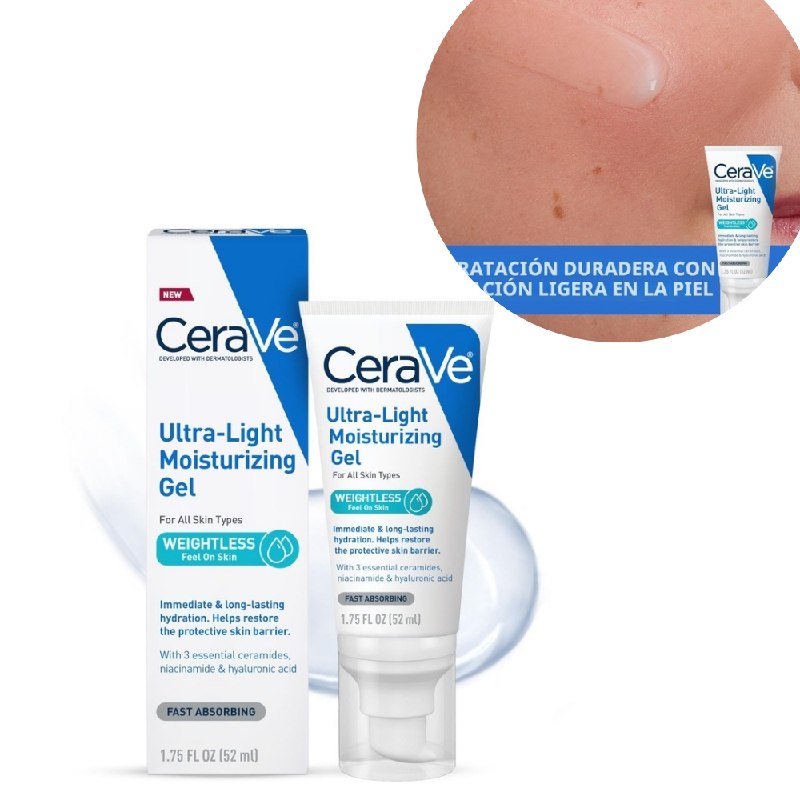 CREMA FACIAL EN GEL DE RAPIDA ABSORCION DE ACIDO HIALURONICO HIDRATANTE CERAVE 52ML