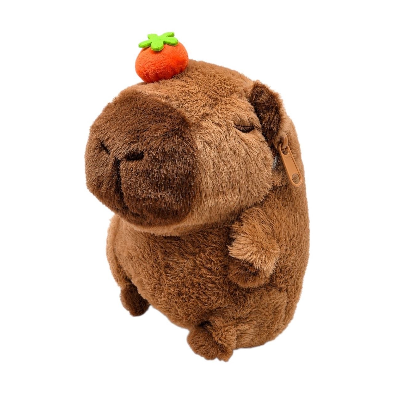 MOCHILA DE PELUCHE DE CAPIBARA PREMIUM BOLSO INFANTIL DE FELPA SUAVE CON FRUTA INTERACTIVA Y CORREAS AJUSTABLES  22x17 CM