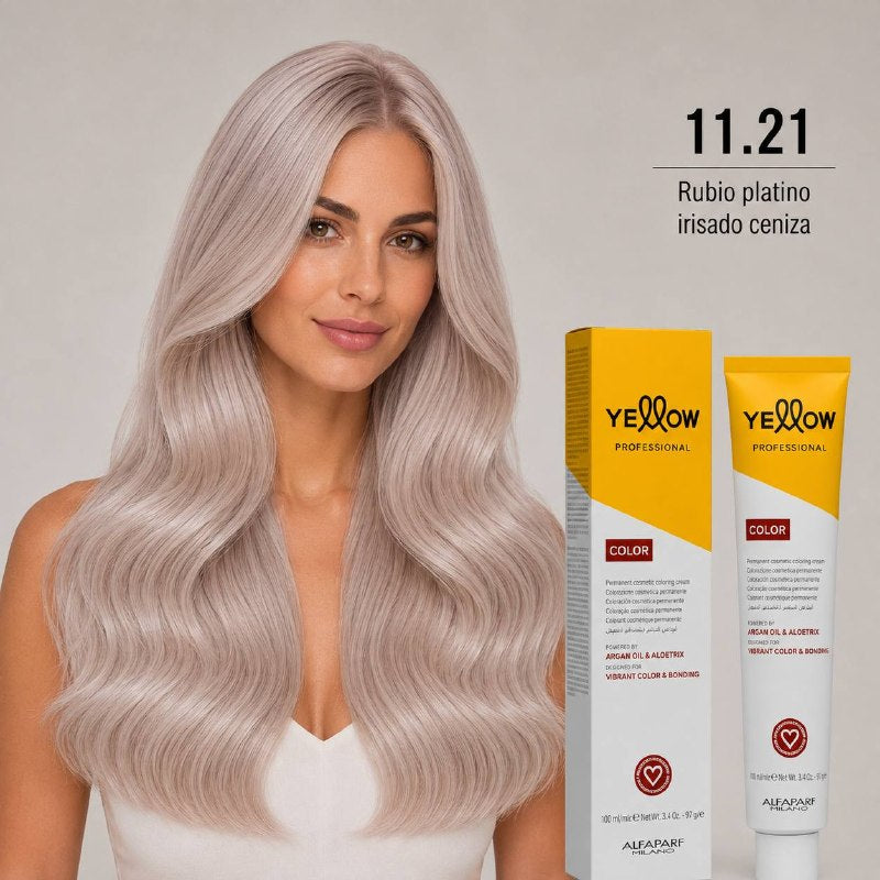 TINTE PERMANENTE PARA EL CABELLO CON ACEITE DE ARGAN Y ALOETRIX TONO 11.21 RUBIO PLATINO IRISADO CENIZA ALFAPARF 100ML