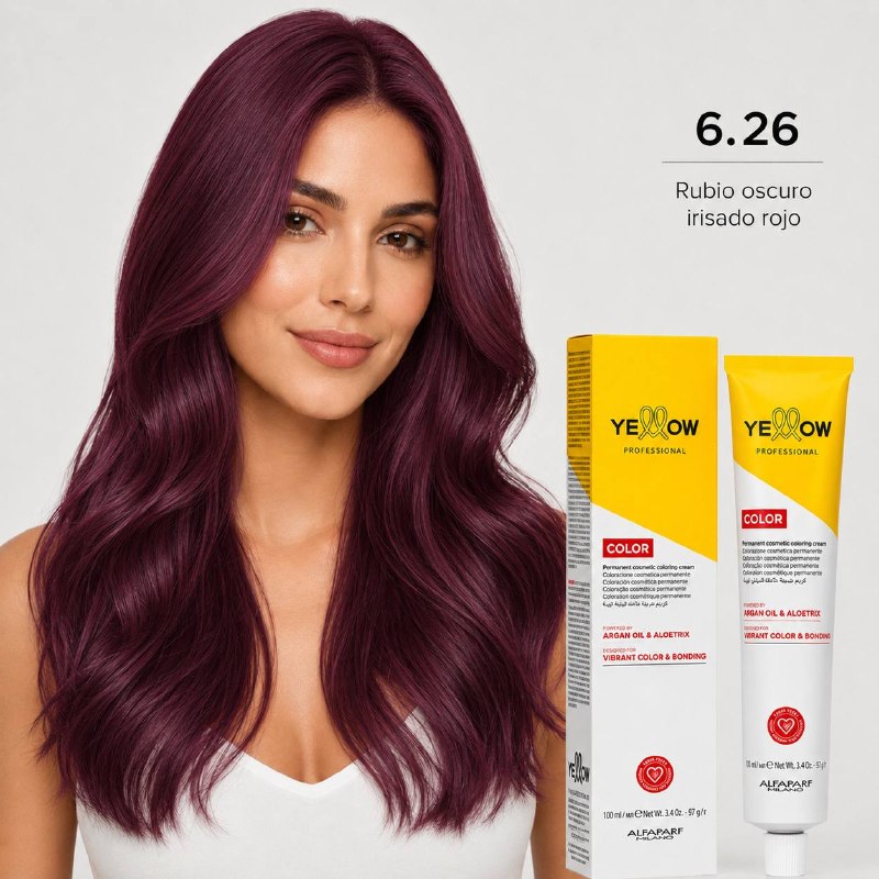 TINTE PERMANENTE PARA EL CABELLO CON ACEITE DE ARGAN Y ALOETRIX TONO 6.26 RUBIO OSCURO IRISADO ROJO ALFAPARF 100ML