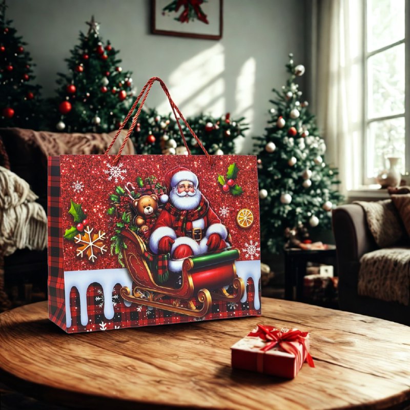 BOLSA DE REGALO NAVIDEÑA MEDIANA HORIZONTAL 32X25.5X11CM