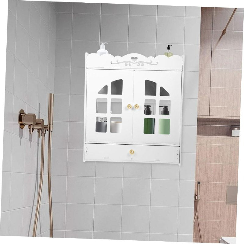 ESTANTE ORGANIZADOR DE BAÑO DE PARED COLOR BLANCO 39X17.5X44CM