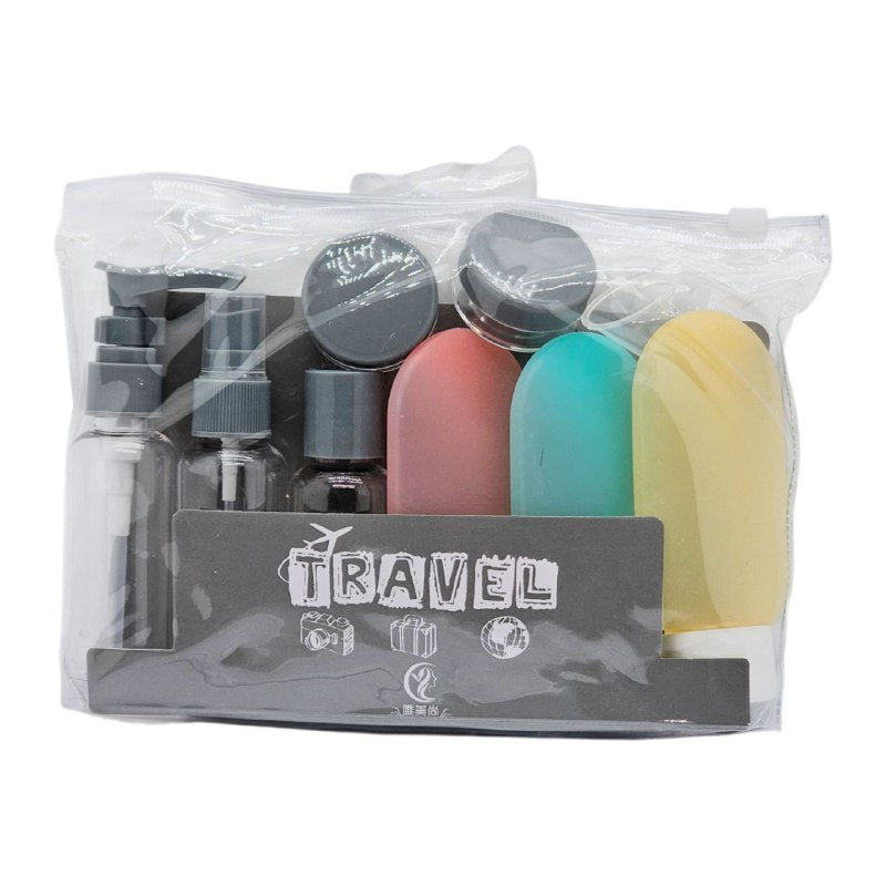 SET PARA VIAJAR VACIAS, EFICIENCIA DE ALMACENAMIENTO COMODO DE 7 PIEZAS, PARA LIQUIDOS Y CREMAS PARA VIAJES TRAVEL