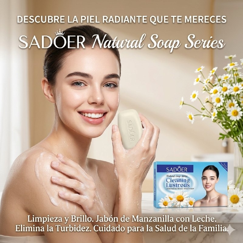 JABON FACIAL EN BARRA DE EXTRACTO DE MANZANILLA Y LECHE LIMPIA E ILUMINA LA PIEL SADOER 100G