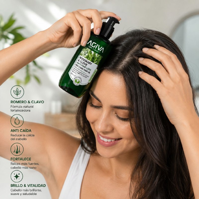 ACEITE PARA EL CABELLO FORTALECEDOR DE RAICES Y REPARADOR DE PUNTAS CON ACEITE DE ROMERO Y CLAVO DE OLOR AGIVA 100ML