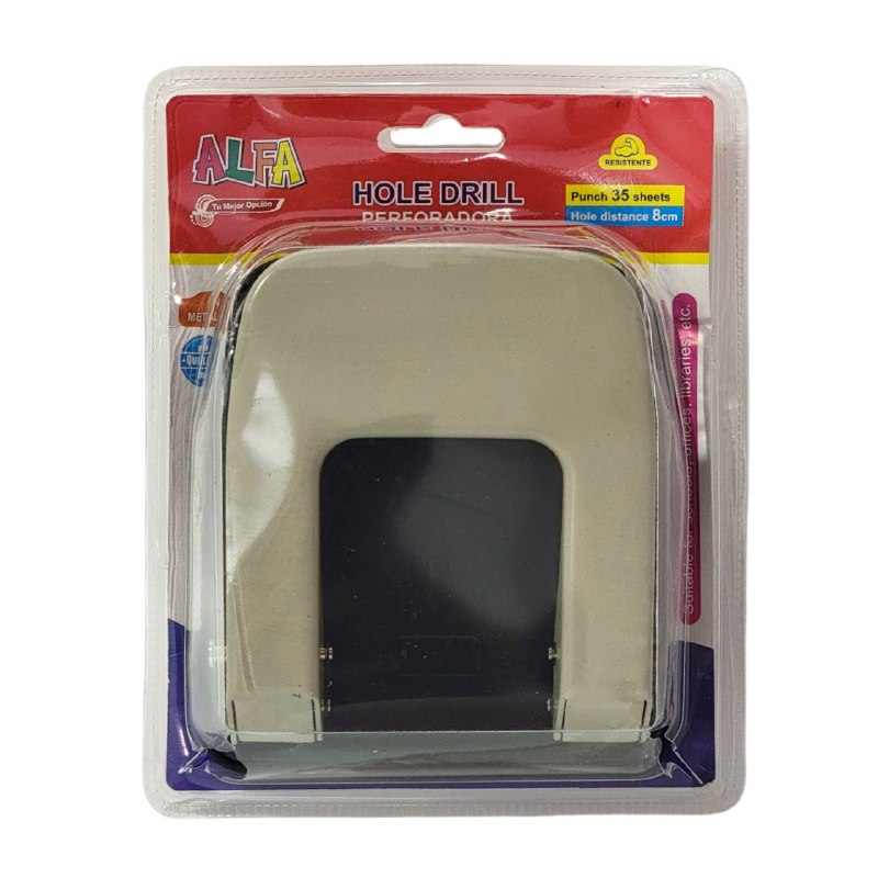 PERFORADORA DE HOJAS 8CM DE DISTANCIA ENTRE AGUA AGUJERO, 35 HOJAS PARA ESCUELAS, OFICINAS, ETC 3 COLORES ALFA HOLE DRILL
