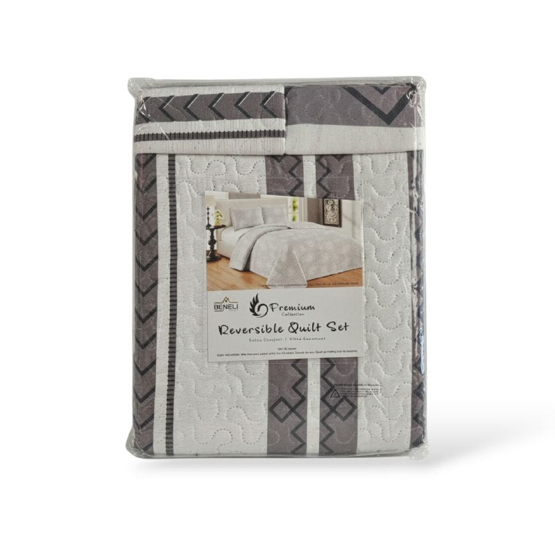 JUEGO DE SABANAS CAMERA EDREDON REVERSIBLE DE 3PCS QUEEN BENELI HOME