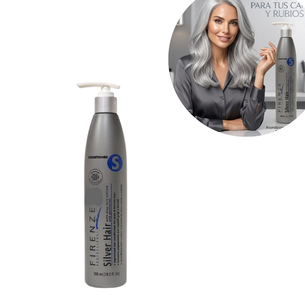 ACONDICIONADOR MATIZADOR Y SUAVIZANTE PARA CABELLOS GRISES, BLANCOS O PLATINADOS FIRENZE 300ML