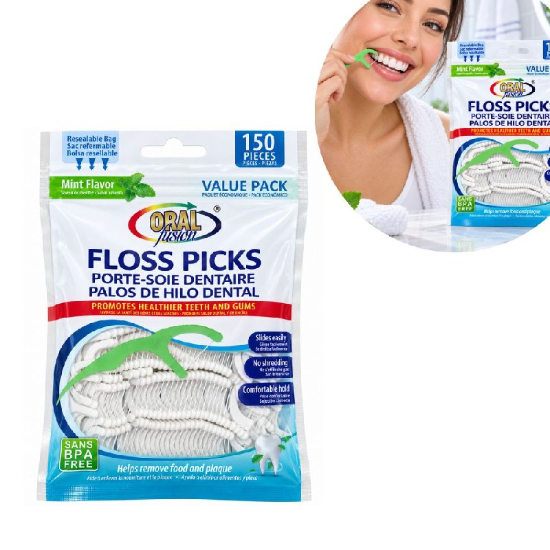 SET DE PALILLOS DE HILO DENTAL E INTERDENTALES CON SABOR MENTA ORAL FUSION 150PCS