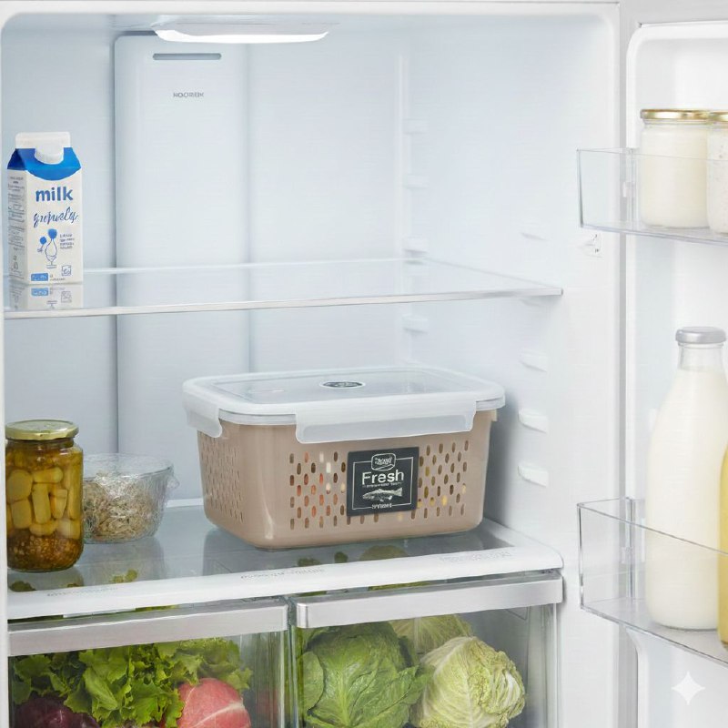 ORGANIZADOR RECIPIENTE ALMACENADOR DE ALIMENTOS DE PLASTICO FRESH PARA PRESERVAR COMIDA DOBLE CAPA Y COLADOR KETNET 22X11CM