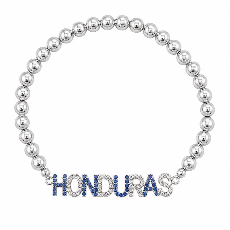 PULSERA DE ENCHAPE ELASTICA PARA DAMA CON DISEÑO DE HONDURAS