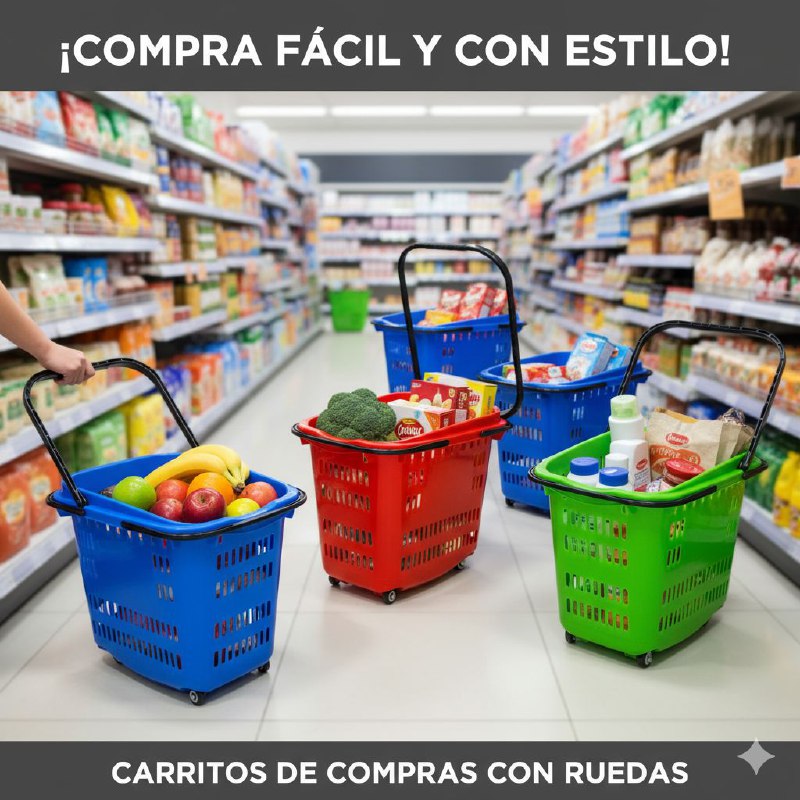 CANASTA ORGANIZADORA, CESTA PORTATIL CON RUEDAS DE MERCADO PARA LLEVAR TODO TIPO DE ARTICULOS, PRACTICA Y FACIL DE TRANSPORTE, MULTIUSOS 40X41X30CM, 4 ESTILOS