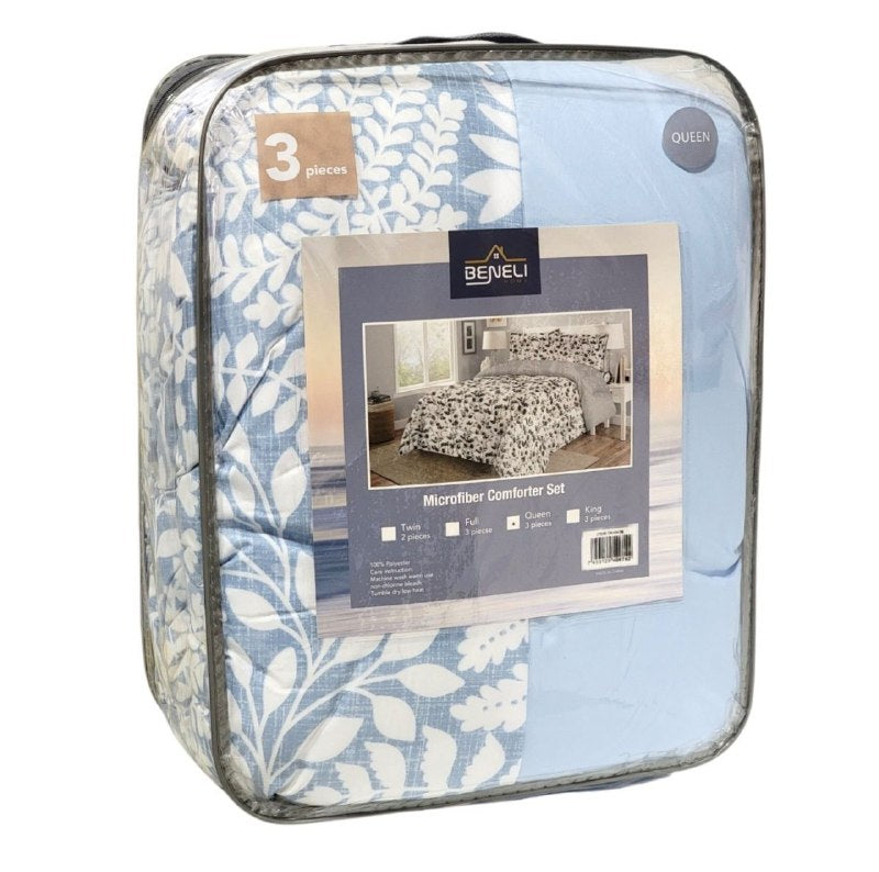 JUEGO DE EDREDON REVERSIBLE DE TAMAÑO QUEEN DE 3PCS BENELI HOME