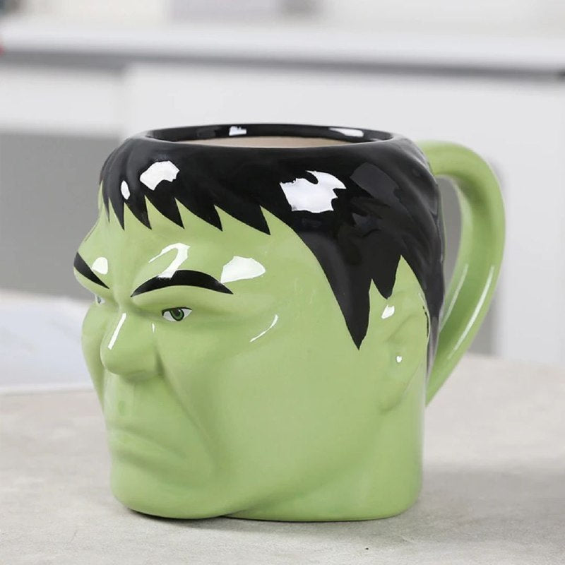 TAZA DE CERAMICA, RESISTENTE AL CALOR, MANGO CREATIVO DISEÑO ABS MARVEL HULK