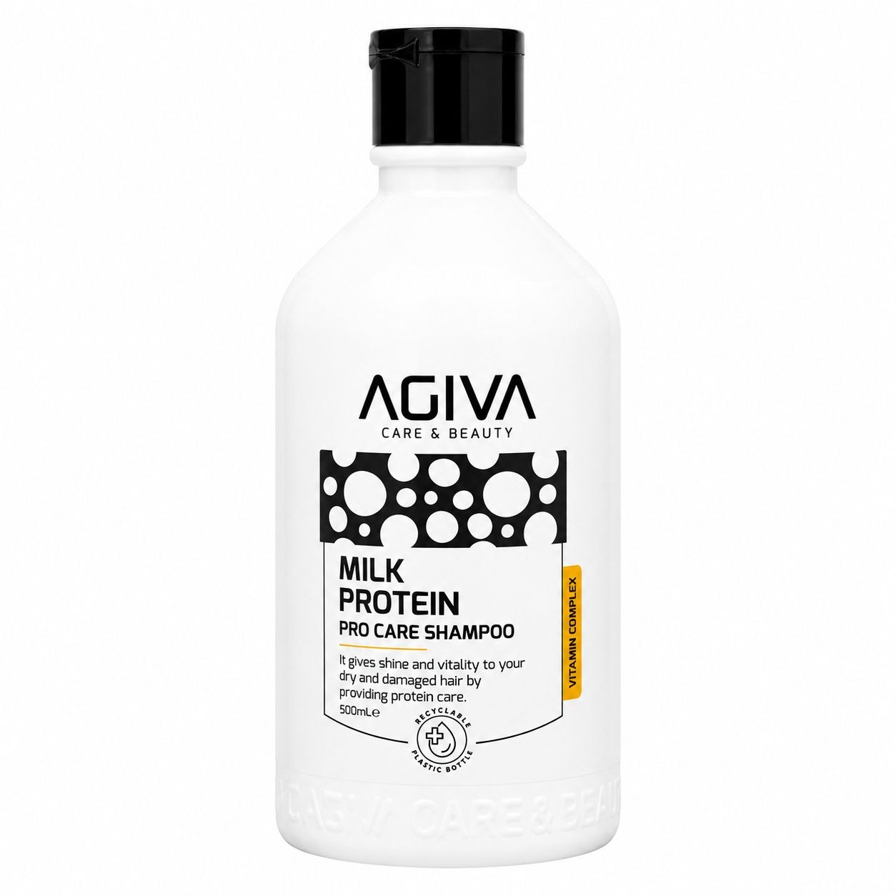 CHAMPÚ AGIVA CARE & BEAUTY PROTEÍNA DE LECHE 500ML 1 UND (COMPLEJO DE VITAMINAS PARA CABELLO SECO Y DAÑADO)