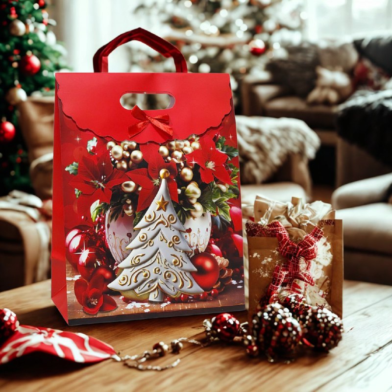 BOLSA DE REGALO NAVIDEÑA MEDIANO 27X19CM