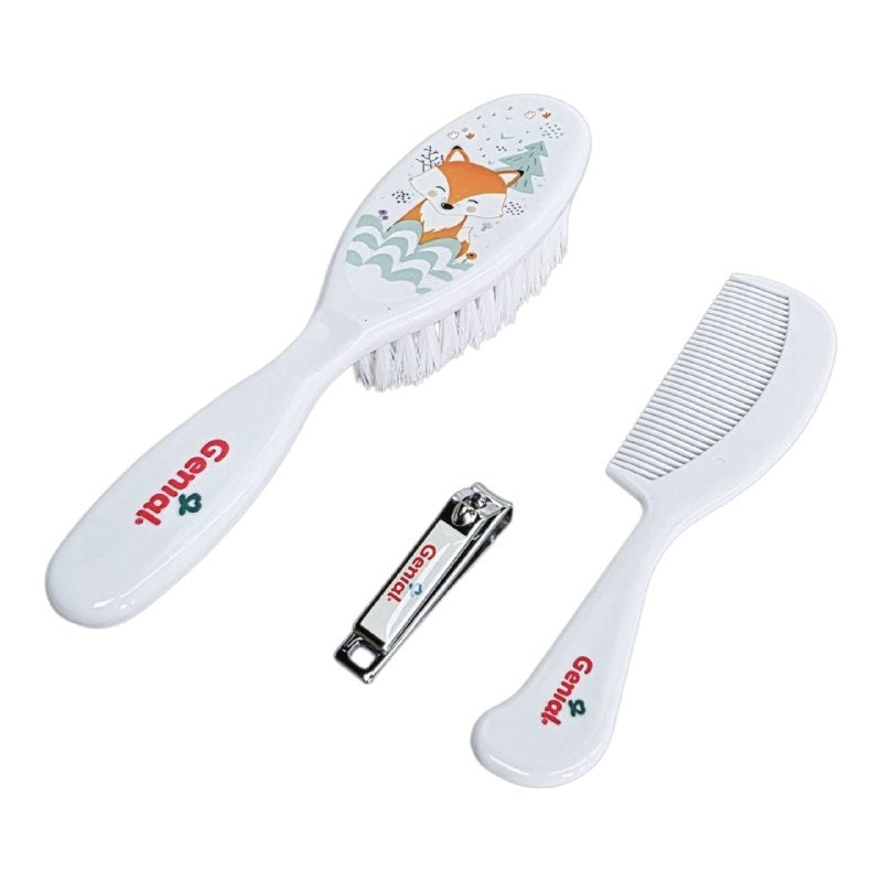 SET DE ASEO PERSONAL PARA BEBES DE 3 PIEZAS GENIAL, CEPILLO PEINE Y CORTAUÑAS