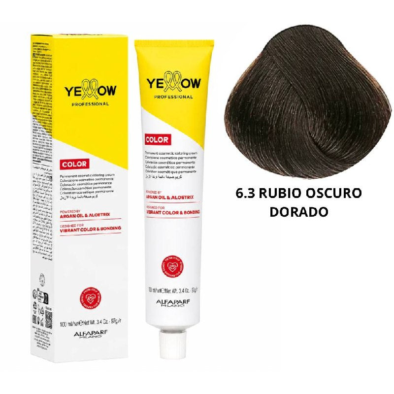 TINTE PERMANENTE PARA EL CABELLO CON ACEITE DE ARGAN Y ALOETRIX TONO 6.3 RUBIO OSCURO DORADO ALFAPARF 100ML