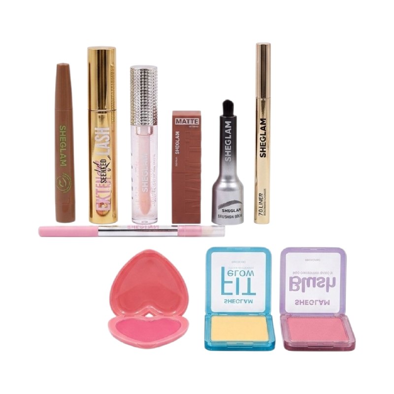 SET DE MAQUILLAJE MULTIFUNCIONAL DE 9PCS SIHEGLAN (DUPE SHEGLAM Y MAYBELLINE)