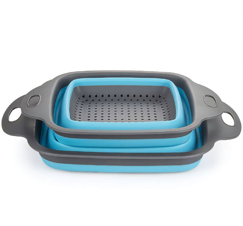 CANASTA COLADORA PLEGABLE DE SILICONA PARA COCINA, ESCURRIDOR DE FRUTAS Y VERDURAS 2 PIEZAS