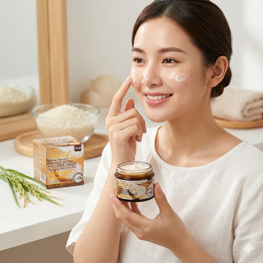 CREMA FACIAL DE ARROZ, ANTIMANCHAS,  ELIMINA EL ACNE Y BLANQUEA LAS PECAS A CORTO PLAZO RICE ANTI SPOT 55G