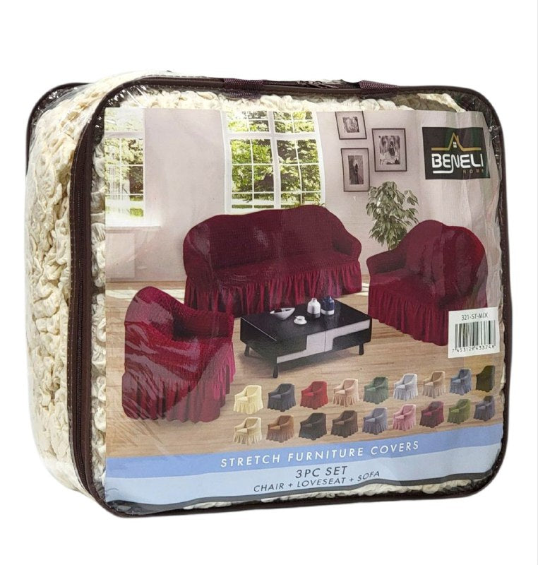 SET DE FORROS ELASTICOS DE MUEBLES, JUEGO DE 3 PIEZAS PARA MUEBLES VARIOS COLORES BENELI HOME
