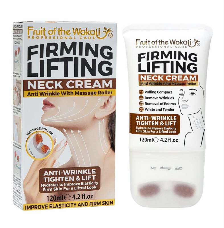 CREMA PARA EL CUELLO  COLAGENO PARA EL CUELLO, TENSA Y ELEVA LA PIEL DEL CUELLO, ANTIARRIGAS, REAFIRMANTE, SUAVIZA LA PIEL FRUIT OF THE WOKALI 120ML