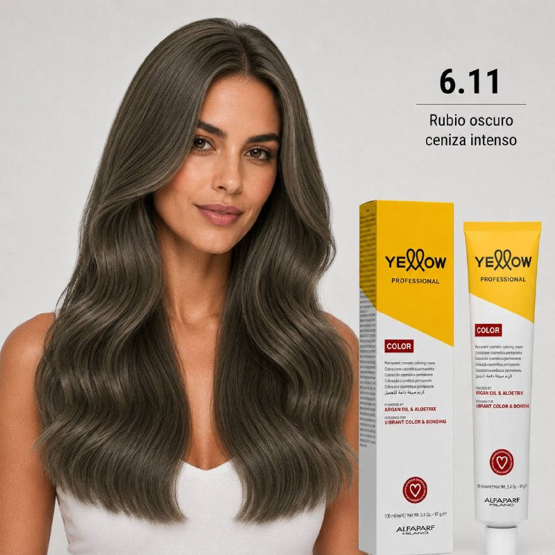TINTE PERMANENTE PARA EL CABELLO CON ACEITE DE ARGAN Y ALOETRIX TONO 6.11 RUBIO OSCURO CENIZA INTENSO ALFAPARF 100ML