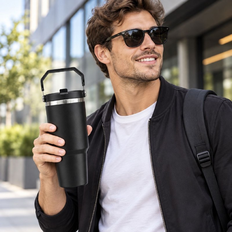 VASO TERMICO CON ASA Y TAPA 30OZ