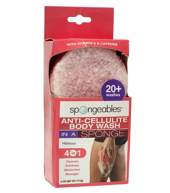 ESPONJA CORPORAL CON GEL DE DUCHA ANTICELULITICO INTEGRADO CON CAFEINA Y VITAMINA E SPONGEABLES 113G