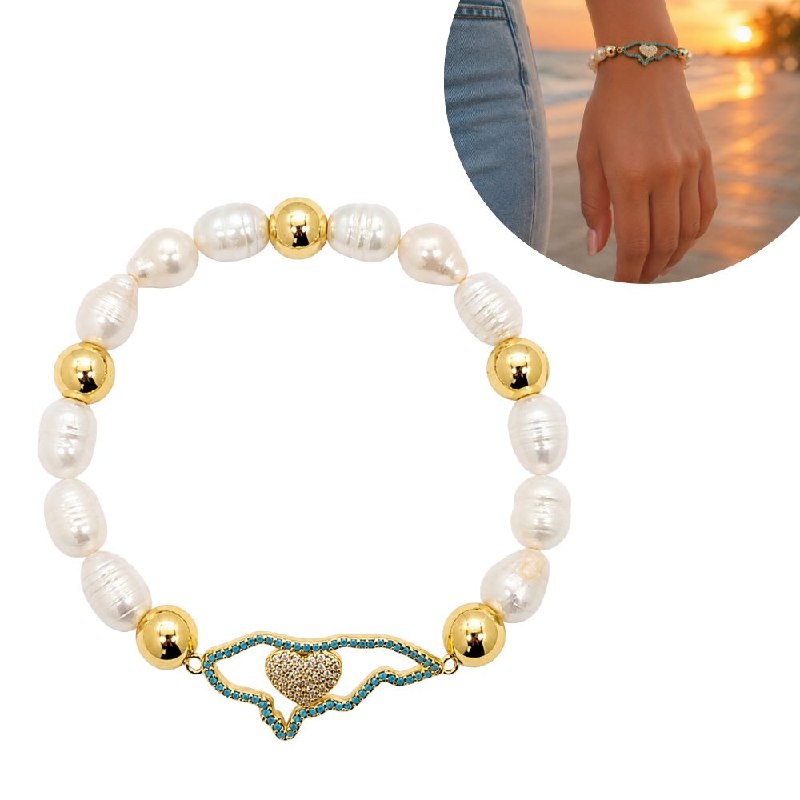 PULSERA DE ENCHAPE ELASTICA PARA DAMA CON DISEÑO DE HONDURAS