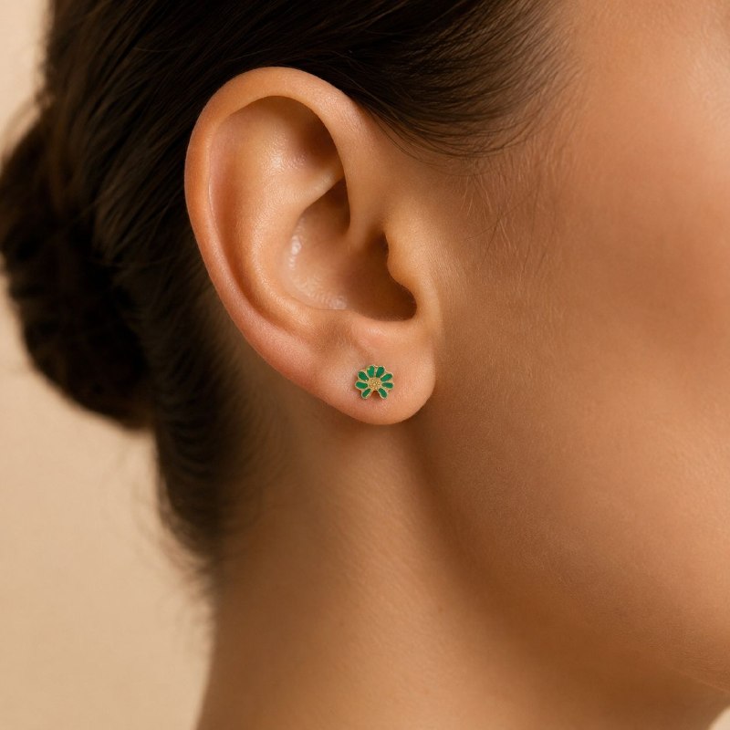 ARITOS DE ENCHAPE PARA DAMA CON DISEÑO DE FLOR