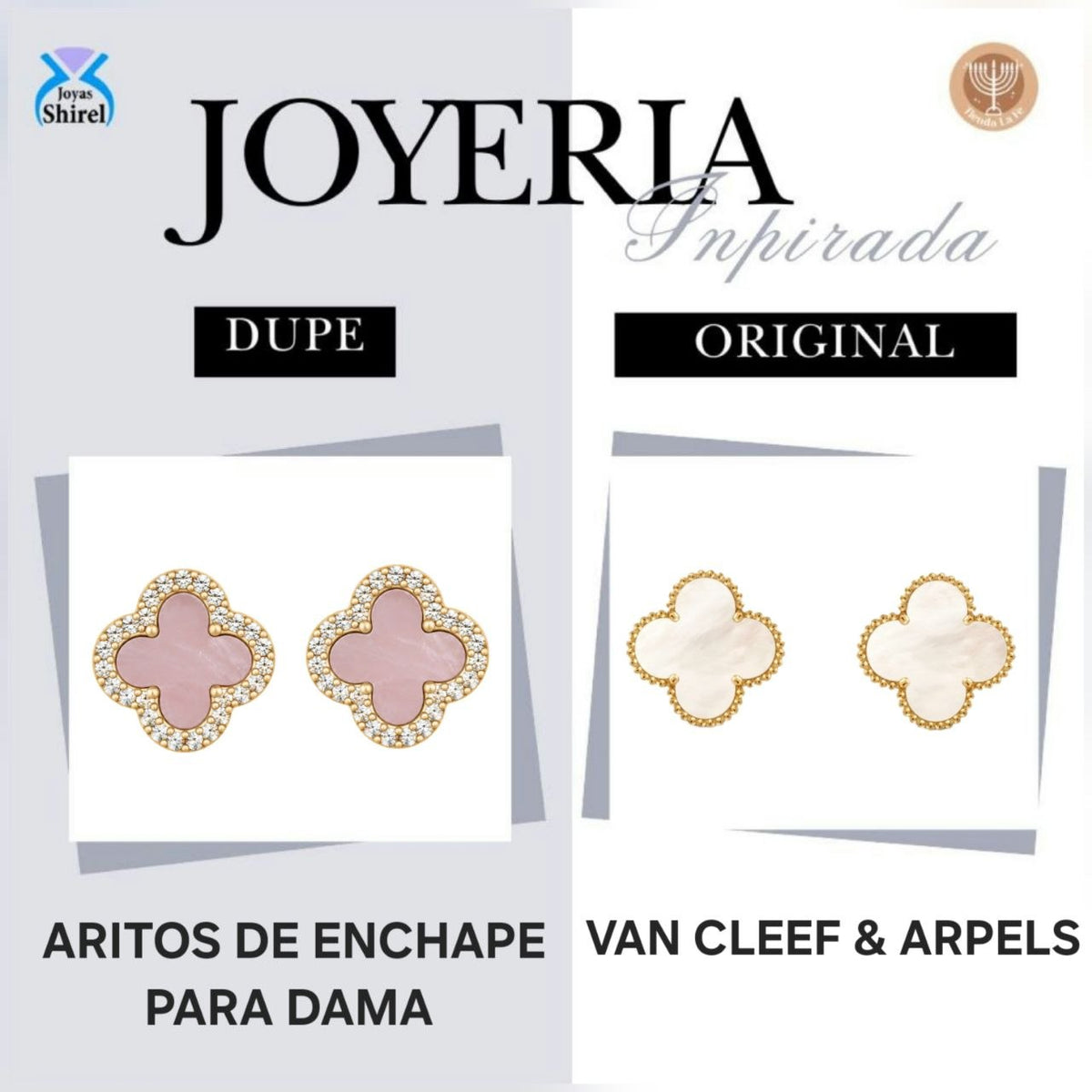 ARITOS DE ENCHAPE CON DISEÑO DE TRÉBOL ROSA CON CIRCONES 1.2CM