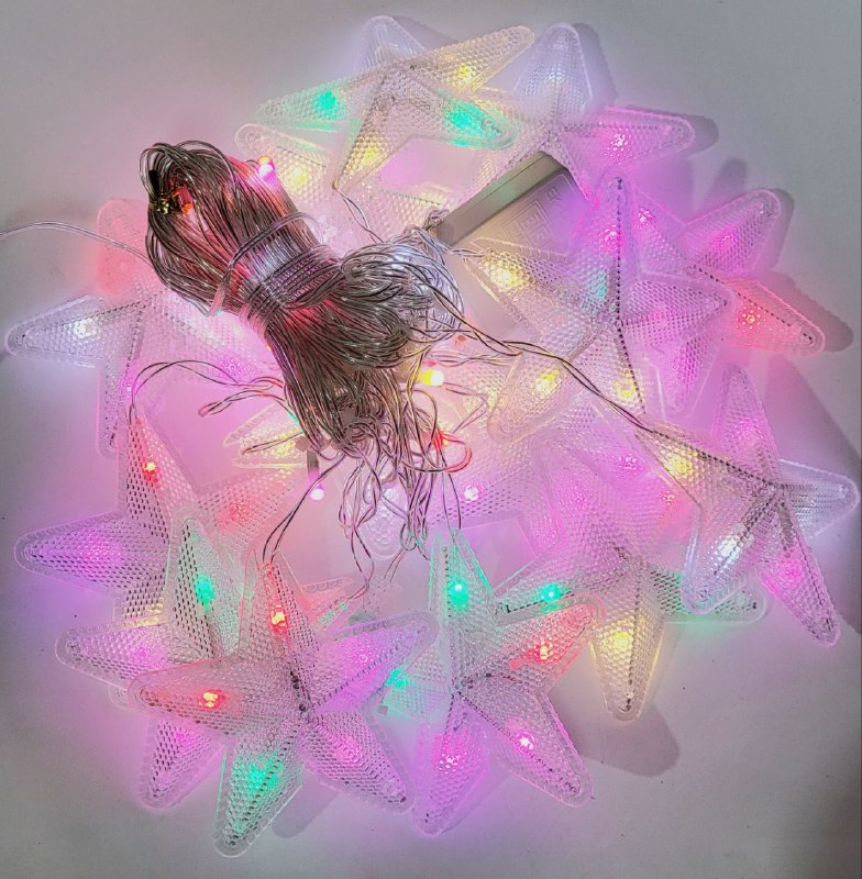 LUCES DECORATIVAS NAVIDEÑAS CORTINA DE LUZ LED DE 14 COLGANTES EN FORMA DE ESTRELLA, IDEAL PARA DECORAR INTERIORES Y EXTERIORES, OFRECE CAMBIOS DE LUZ MULTICOLOR CREANDO UN AMBIENTE ACOGEDOR Y ELEGANTE